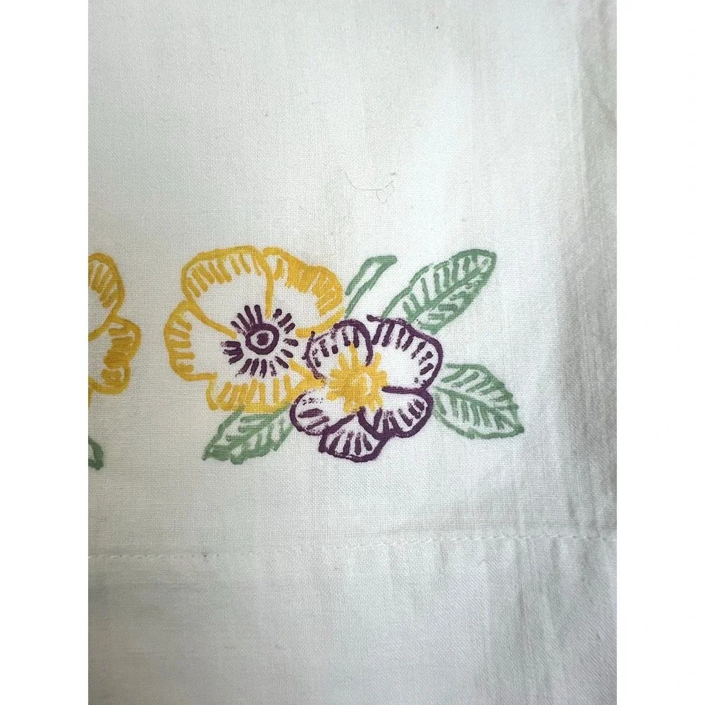 VIntage Stamped Embrodierey Pillow Cases Floral Pansy 30 x 21 White Cotton